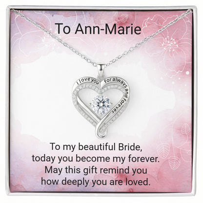 Bride Love you always Hearts Necklace – Romantic Wedding Gift Jewellery for Brides