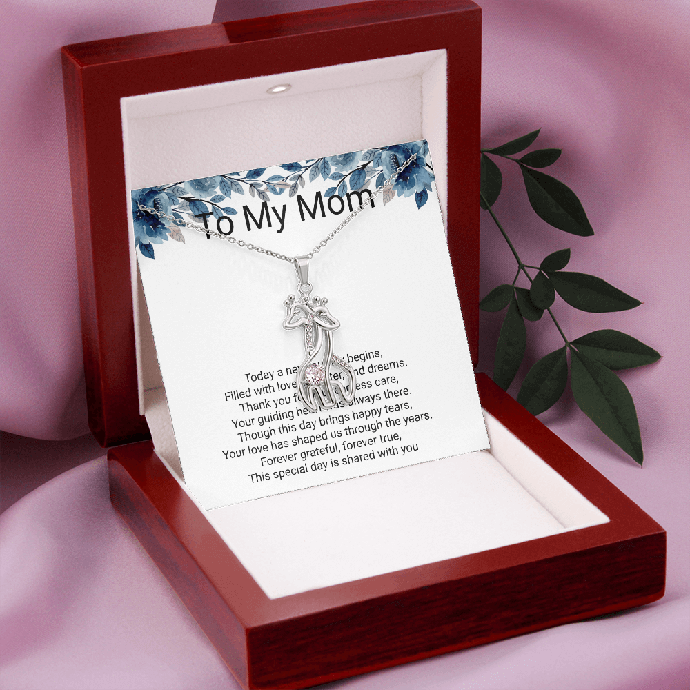 Mother of the Groom Gift Giraffe Sparkling Cubic Zirconia Necklace | Elegant Wedding Keepsake
