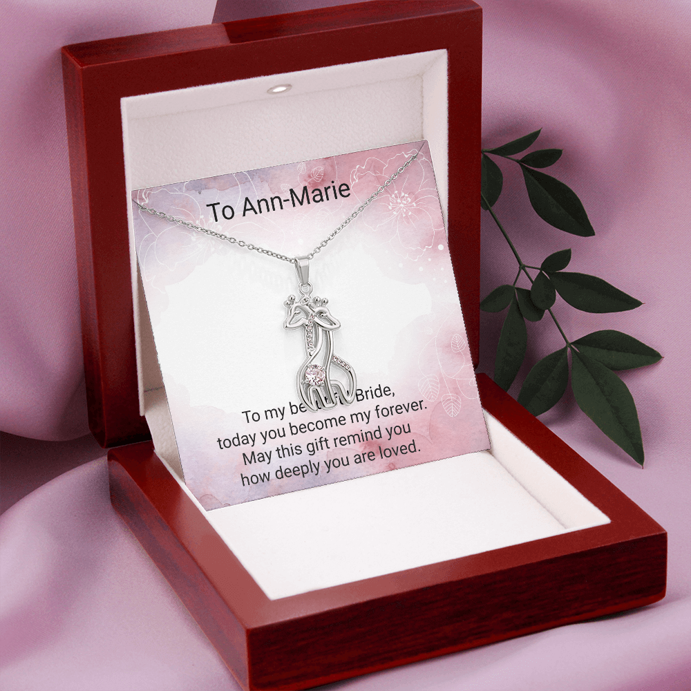 Bride Gift Giraffe Sparkling Cubic Zirconia Necklace | Elegant Wedding Jewellery Gift