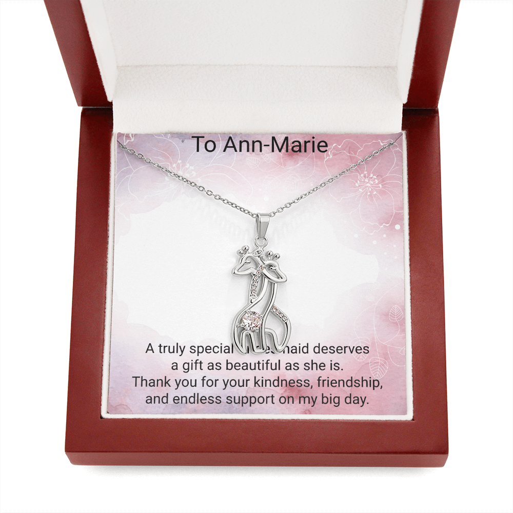 Giraffe Sparkling Cubic Zirconia Necklace | Thank You Bridesmaid Jewellery