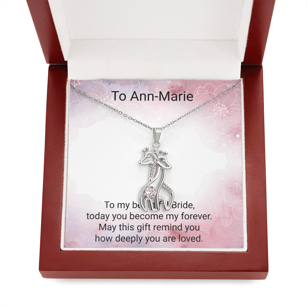 Bride Gift Giraffe Sparkling Cubic Zirconia Necklace | Elegant Wedding Jewellery Gift