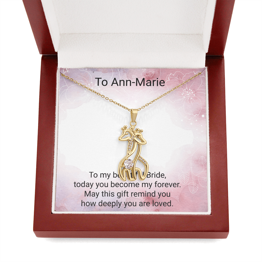 Bride Gift Giraffe Sparkling Cubic Zirconia Necklace | Elegant Wedding Jewellery Gift