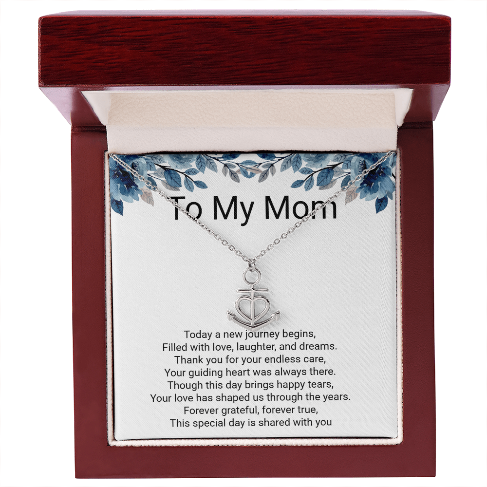 Grooms Mother Anchor Pendant Necklace – Thoughtful Wedding Gift for Mum