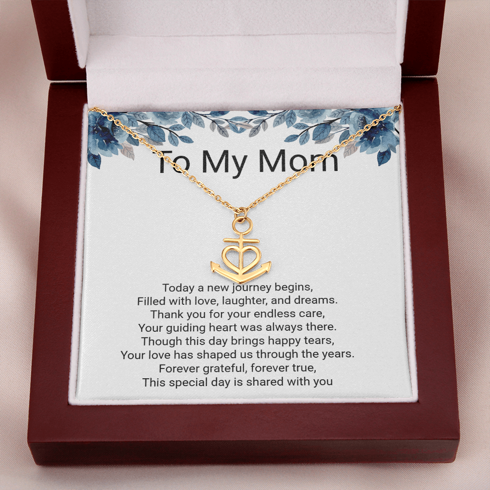 Bride's Mother Anchor Pendant Necklace – Meaningful Wedding Gift for Mum