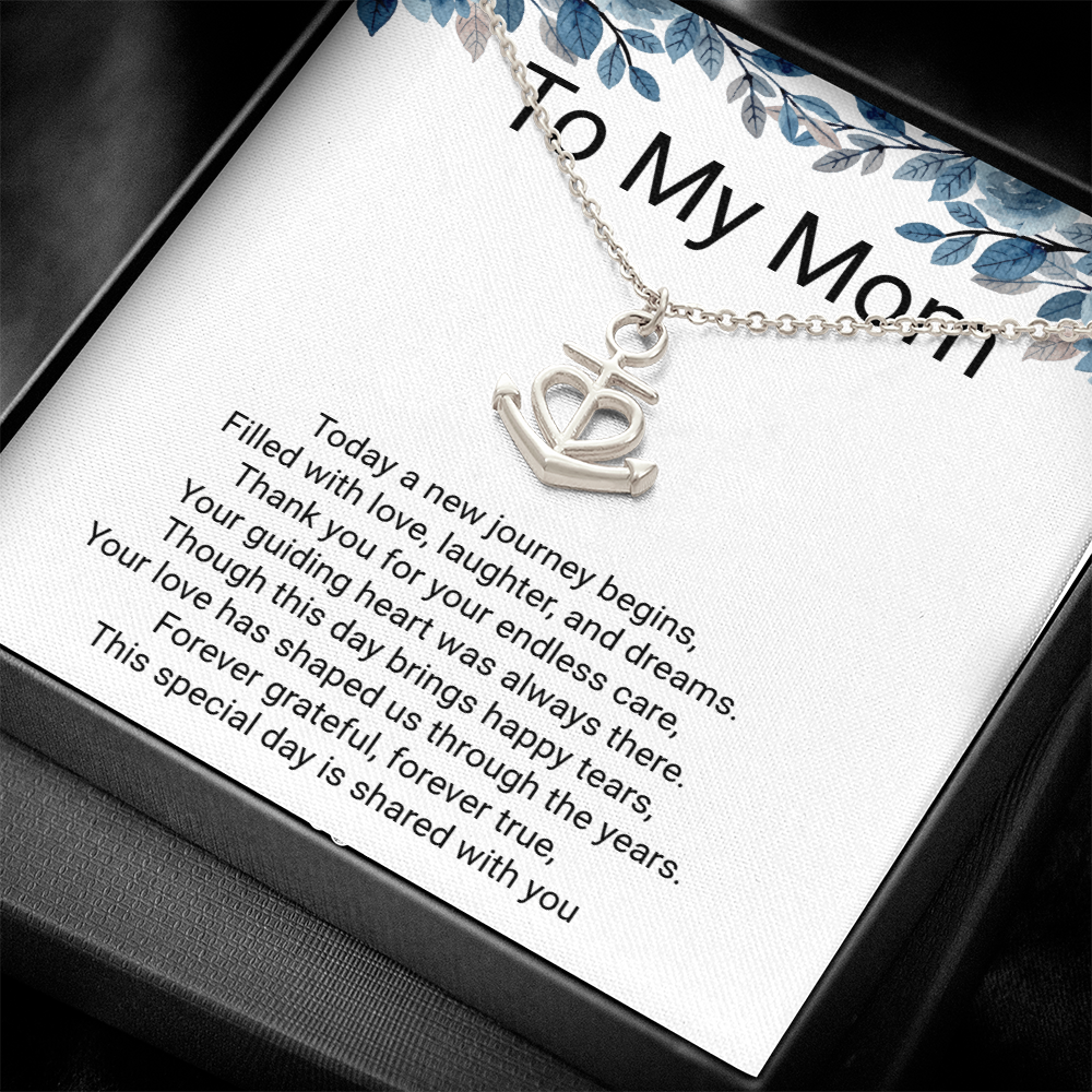 Grooms Mother Anchor Pendant Necklace – Thoughtful Wedding Gift for Mum