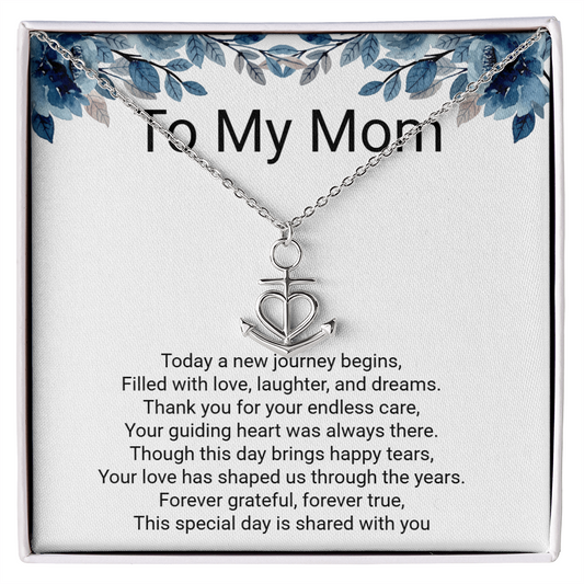 Grooms Mother Anchor Pendant Necklace – Thoughtful Wedding Gift for Mum