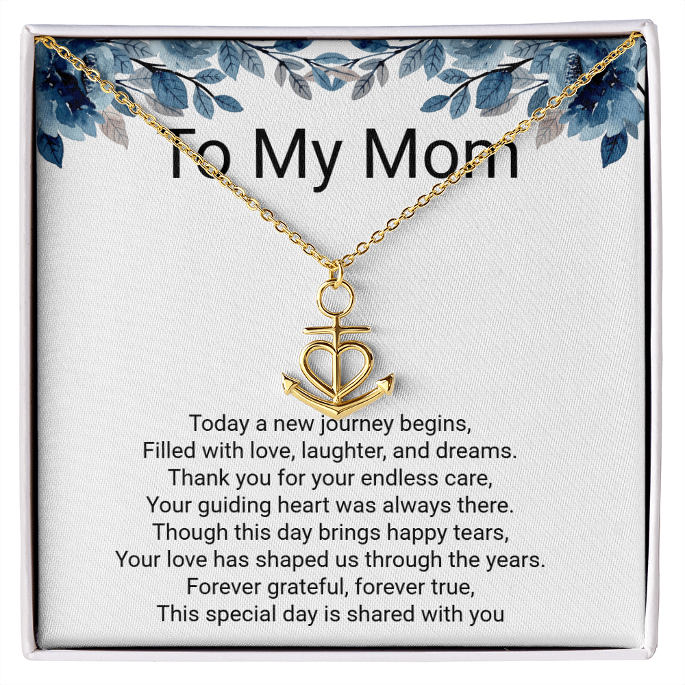Grooms Mother Anchor Pendant Necklace – Thoughtful Wedding Gift for Mum