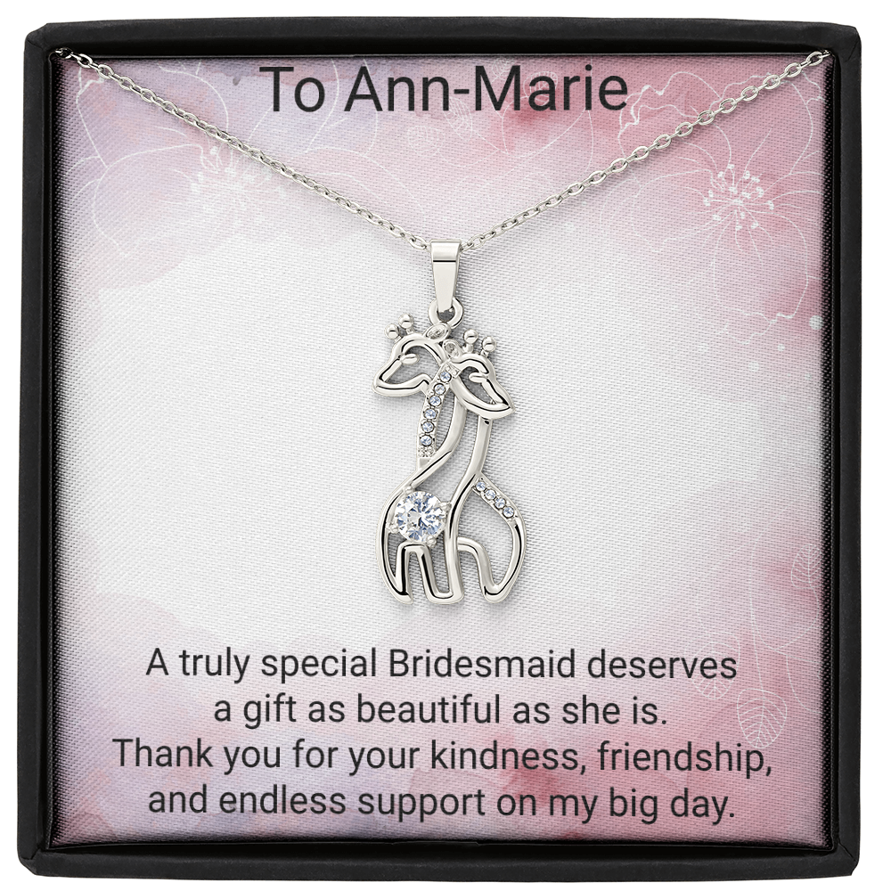 Giraffe Sparkling Cubic Zirconia Necklace | Thank You Bridesmaid Jewellery