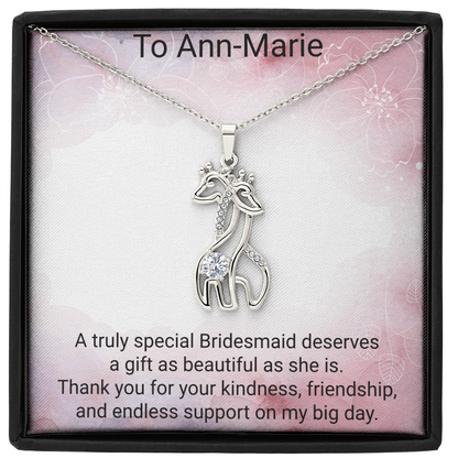 Giraffe Sparkling Cubic Zirconia Necklace | Thank You Bridesmaid Jewellery