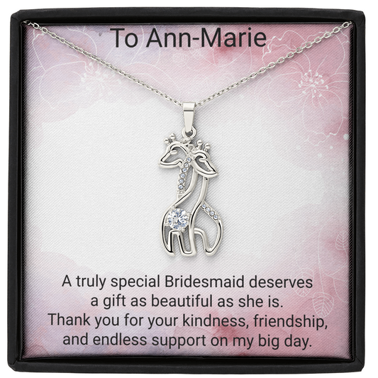 Giraffe Sparkling Cubic Zirconia Necklace | Thank You Bridesmaid Jewellery