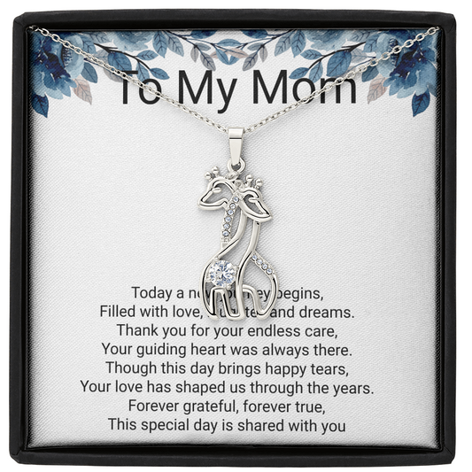 Mother of the Bride Gift Giraffe Sparkling Cubic Zirconia Necklace | Wedding Thank You Jewellery