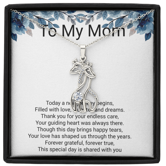 Mother of the Groom Gift Giraffe Sparkling Cubic Zirconia Necklace | Elegant Wedding Keepsake