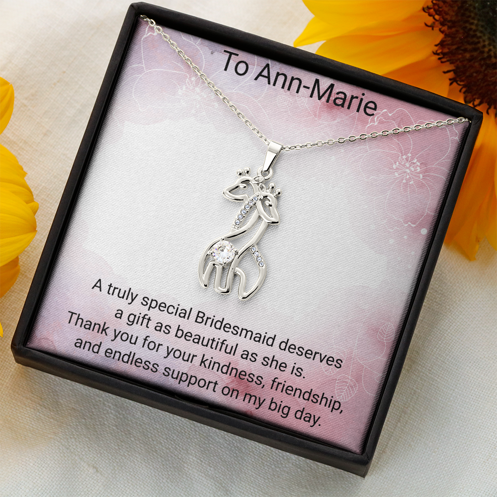 Giraffe Sparkling Cubic Zirconia Necklace | Thank You Bridesmaid Jewellery