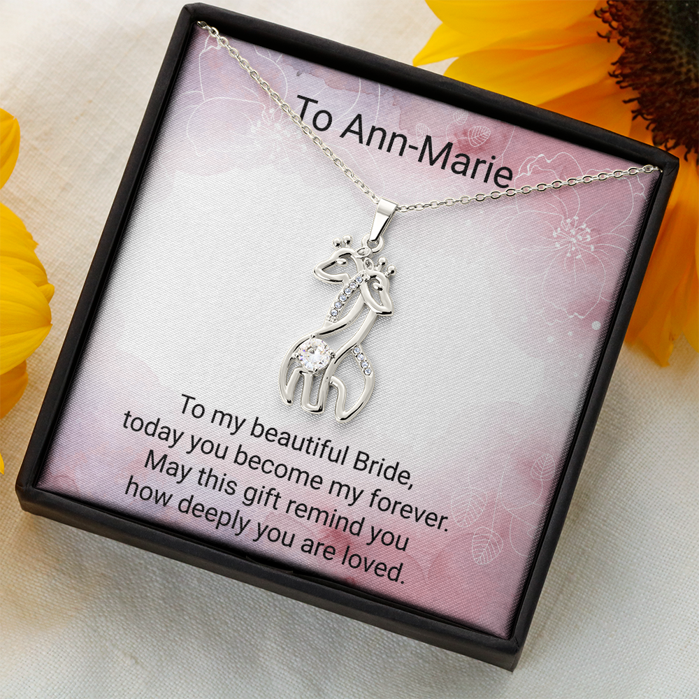 Bride Gift Giraffe Sparkling Cubic Zirconia Necklace | Elegant Wedding Jewellery Gift