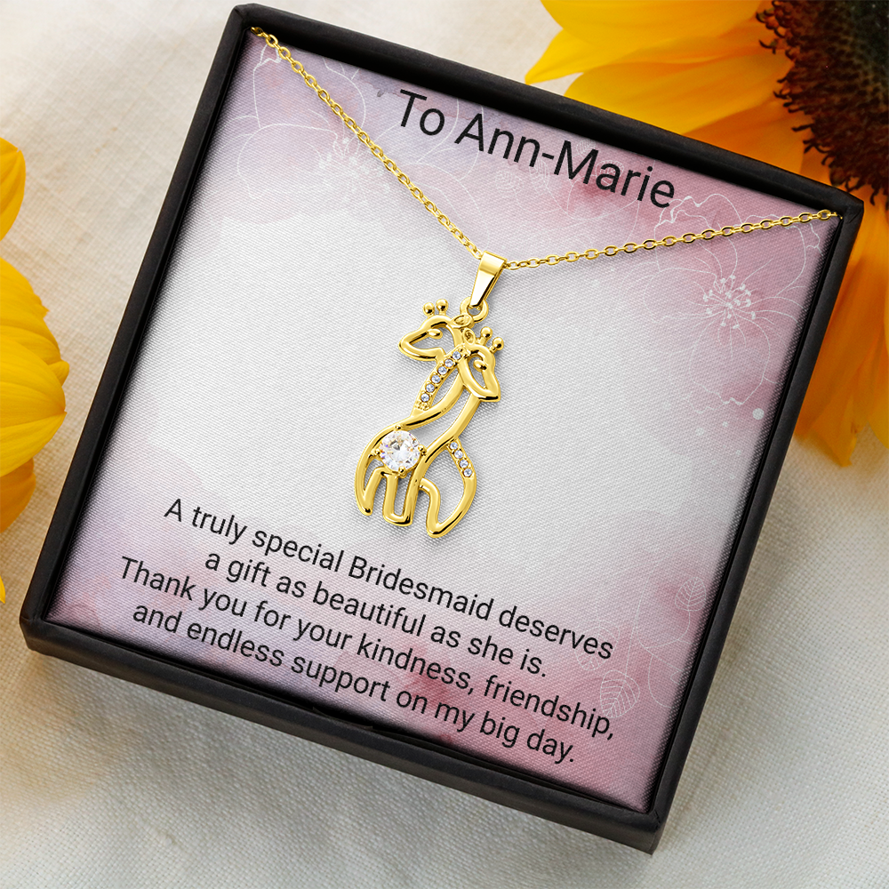 Giraffe Sparkling Cubic Zirconia Necklace | Thank You Bridesmaid Jewellery