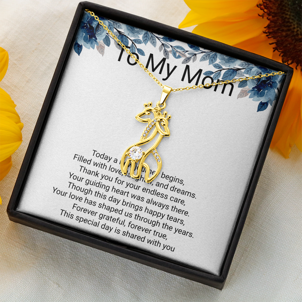 Mother of the Groom Gift Giraffe Sparkling Cubic Zirconia Necklace | Elegant Wedding Keepsake