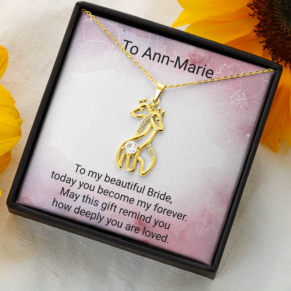 Bride Gift Giraffe Sparkling Cubic Zirconia Necklace | Elegant Wedding Jewellery Gift