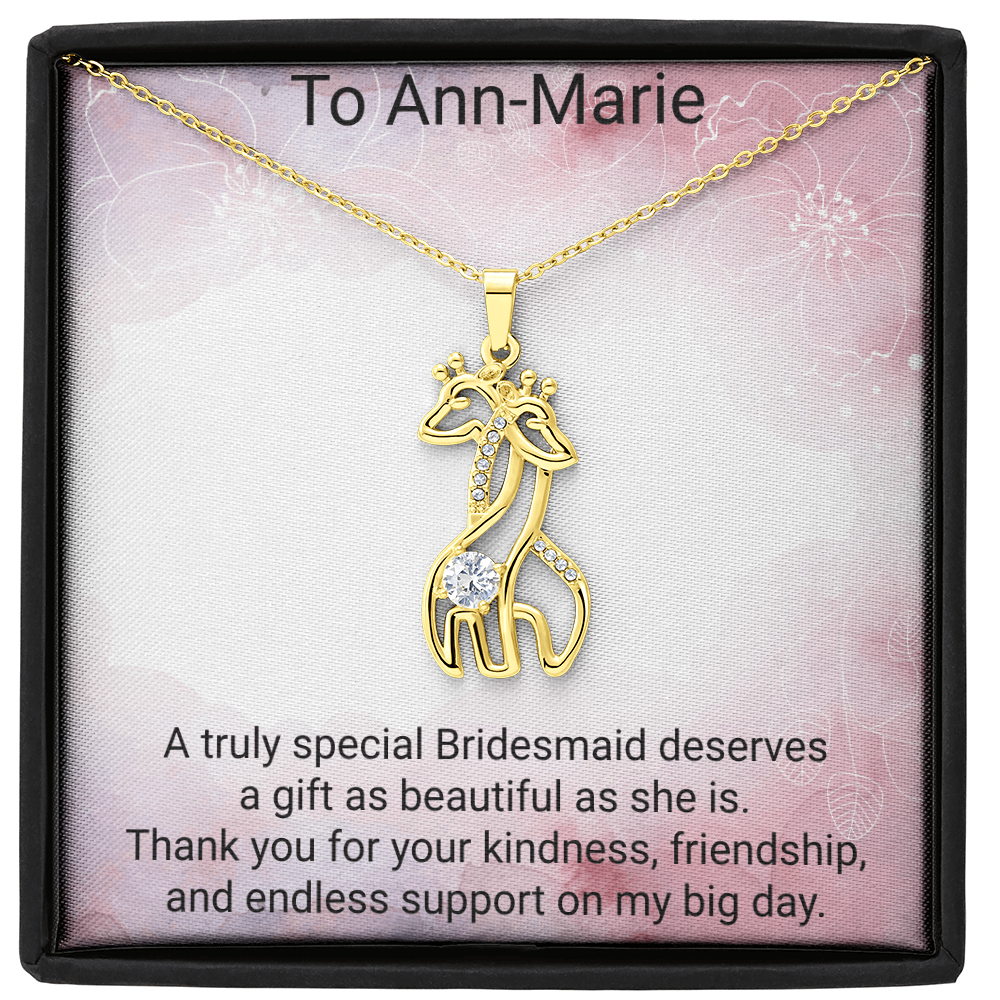 Giraffe Sparkling Cubic Zirconia Necklace | Thank You Bridesmaid Jewellery
