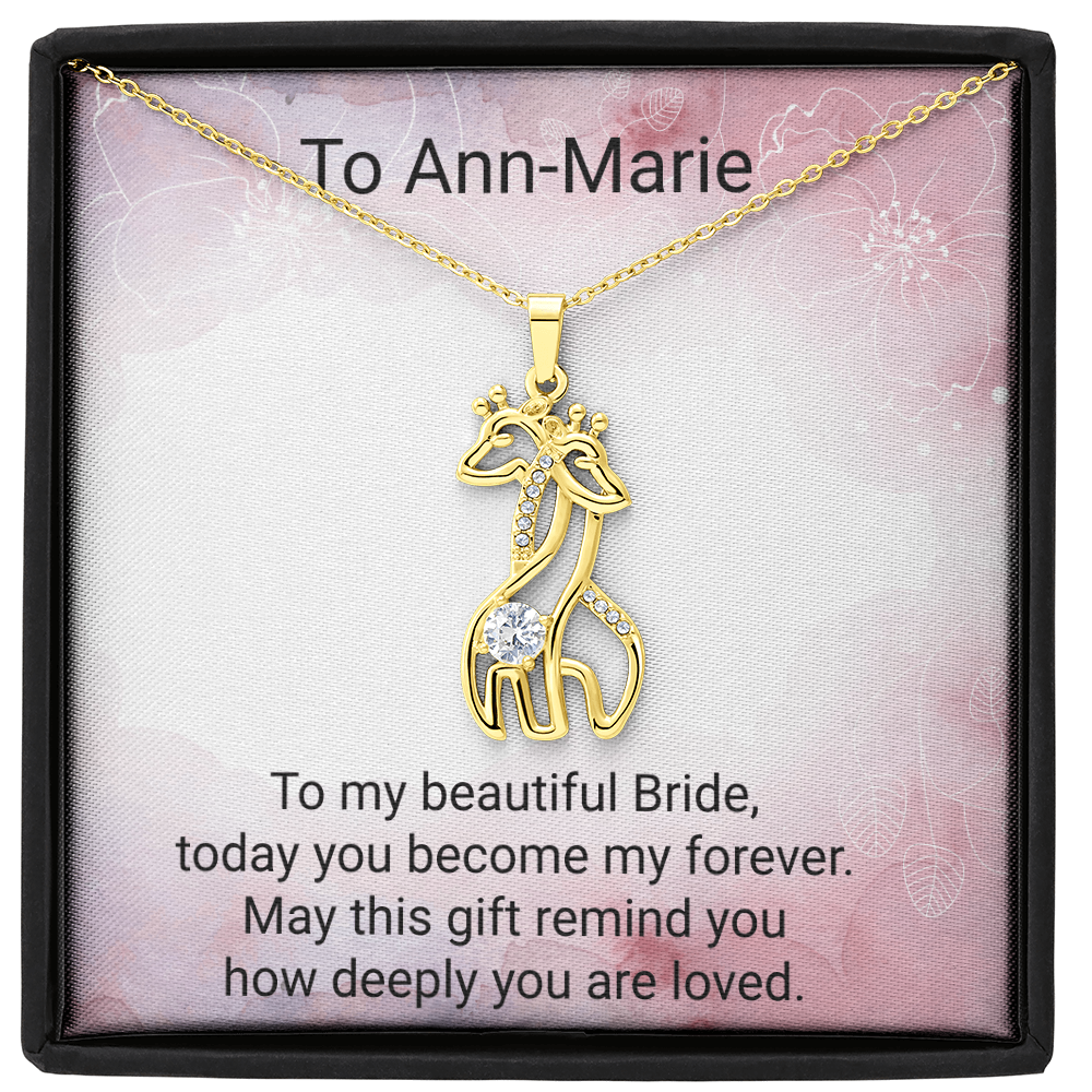 Bride Gift Giraffe Sparkling Cubic Zirconia Necklace | Elegant Wedding Jewellery Gift